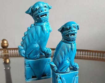 Turquoise Foo Dogs figurines