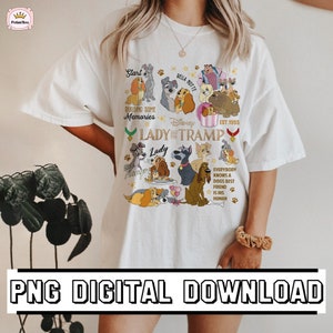 Vintage Lady And The Tramp Shirt Download | Digital Download | Dogs Lovers PNG | Animal Kingdom PNG