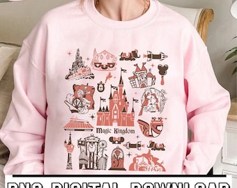 Magic Castle Vintage Style Png | Magic Kingdom Icons Png | Family Trip 2024 Png | Magic Kingdom | Disneyland Sublimation Design