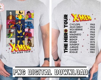 X-Men The Hero Tour Png | Wolverine Xmen Png | Xmen Superhero Png | Charles Xavier Cyclops Wolverine Beast | X-Men Comics | Digital Download