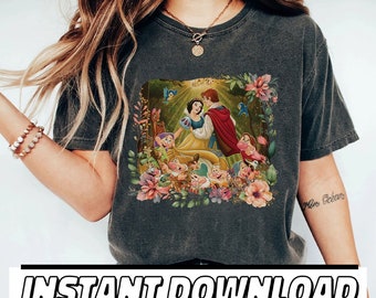 Vintage Floral Princess Snow White and Prince Florian Shirt Download | Snow White Download Sublimation | Snow White Princess PNG