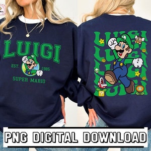Super Mario Luigi Shirt Download | Instant Download | Mario Luigi PNG | Mario Birthday Party Shirt PNG | Luigi Shirt PNG