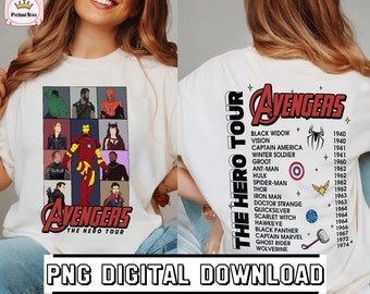 Avengers The Hero Tour Png, Disneyland Super Heroes Clipart, Super Hero Birthday, Instant Download, Iron Man Thor Png, Family Trip Shirt