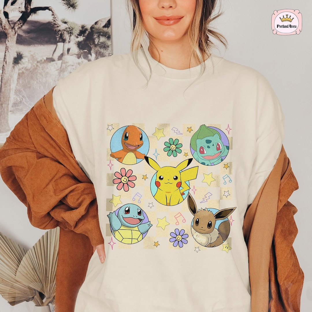 Pikachu Vintage Shirt, Ash Ketchum, Pixel Art Shirt, Retro Family Tee ...