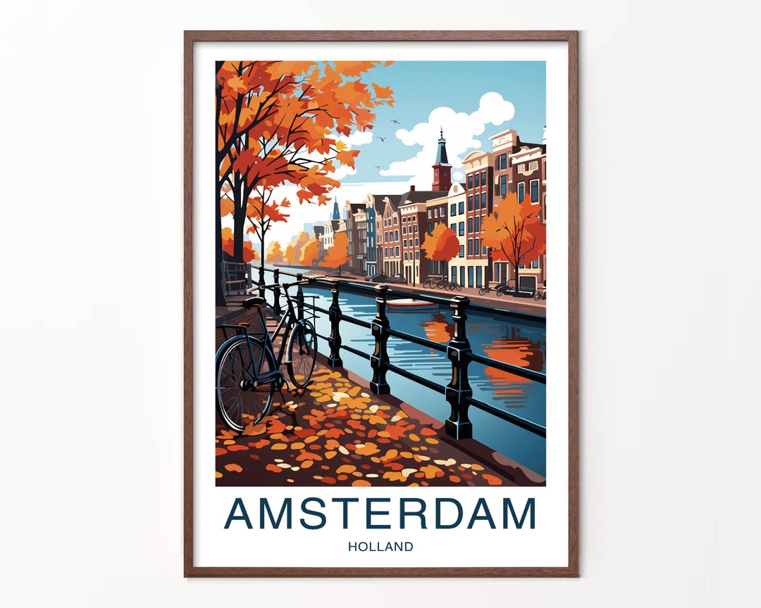 Amsterdam Travel Poster Illustration Art Print Amsterdam - Etsy