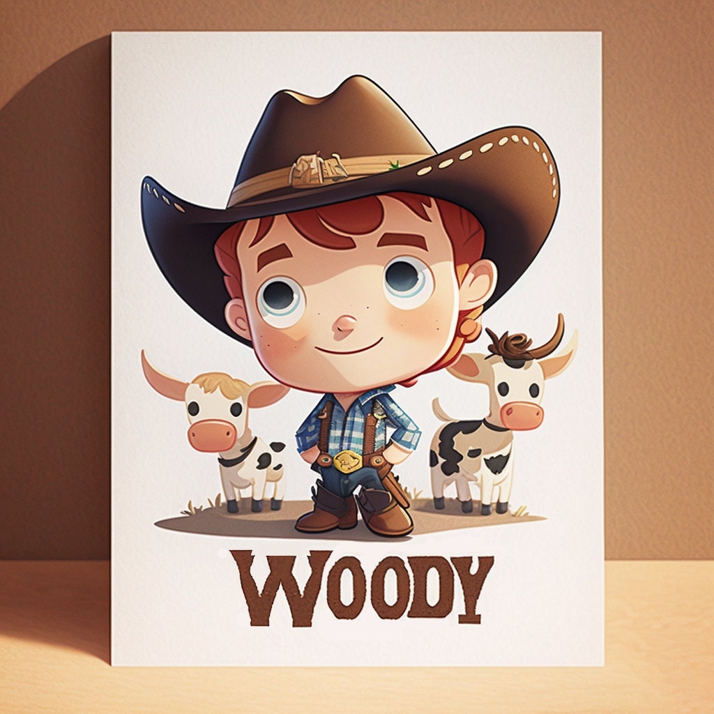 Toy Story Woody Chibi Poster Cute Wall Decor for Kids Room or Playroom