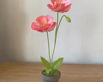Paper Poppies / Flower Garden Gift / First Anniversary / Paper Gifts / Paper Flowers