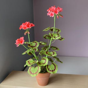 Duża papierowa geranium w doniczce terakotowej / Prezent dla mamy / Pierwsza rocznica / Ręcznie robiony kwiat