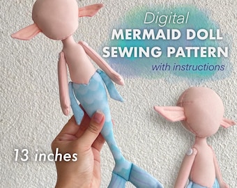 13 Inch Mermaid Doll Plush, Sewing Pattern and Instructions (Digital Download)