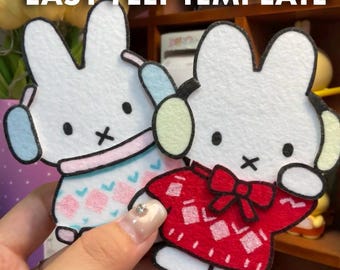 Bunny Felt Doll PDF Pattern | Kawaii Plush Sewing Template (Digital Download)