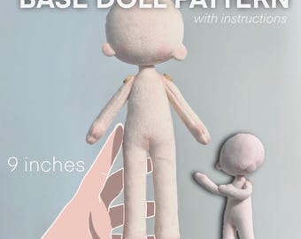 9 Inch Plush Base Doll Pattern | Beginner Friendly Sewing Instructions (Digital Download)