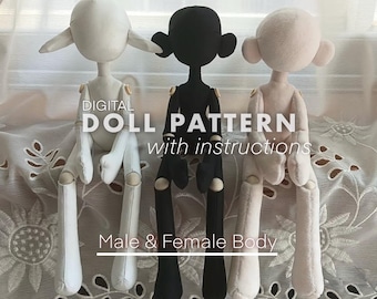 12 Inch Ball Jointed Rag Doll Sewing Pattern | Articulated Cloth Doll (PDF Download)