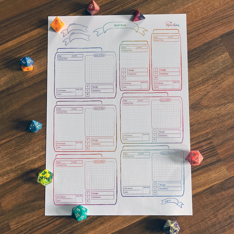 Printable 5E Character Sheet Minimalist Rainbow 7 Page PDF Mushroom ...