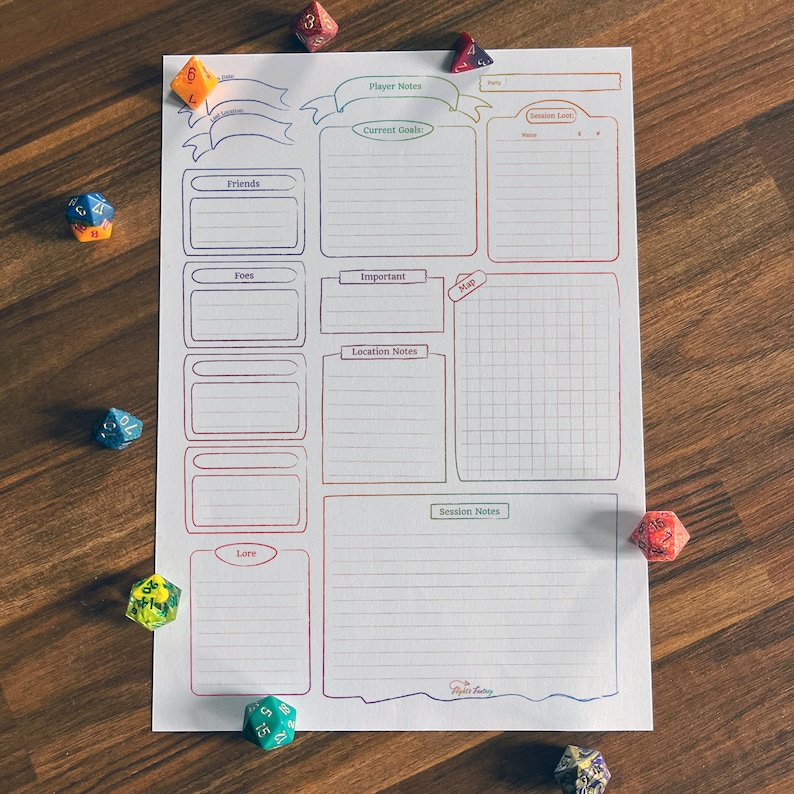 Printable 5E Character Sheet Minimalist Rainbow 7 Page PDF Mushroom ...