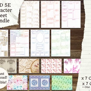 FULL SET | Printable 5E Character Sheets | Minimalist | 7 x 7 Page PDFx + All Covers | D&D