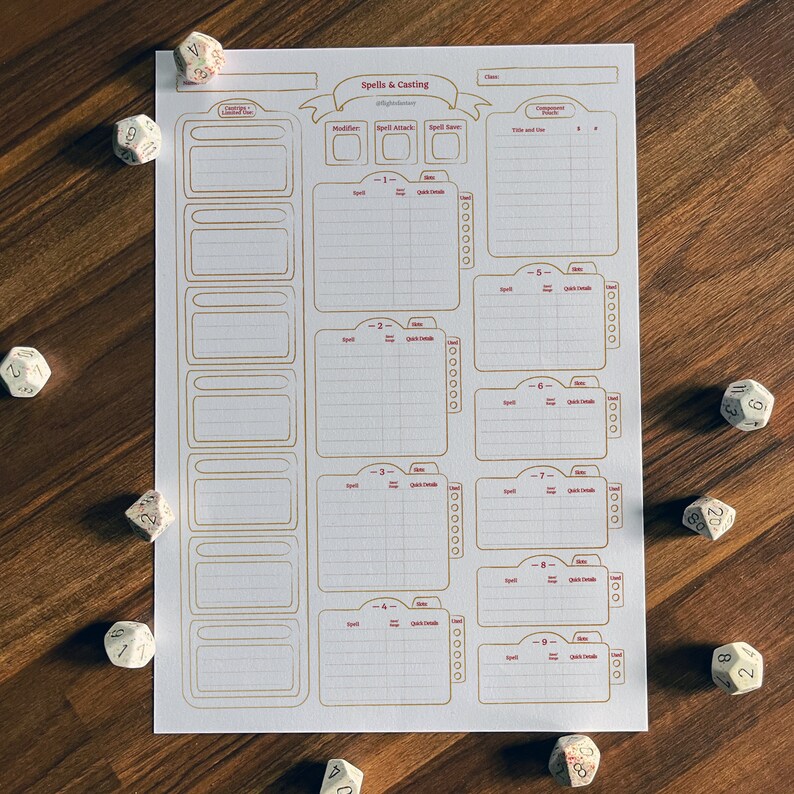 Printable 5E Character Sheet | Minimalist Gold | 7 Page PDF + Map Cover ...