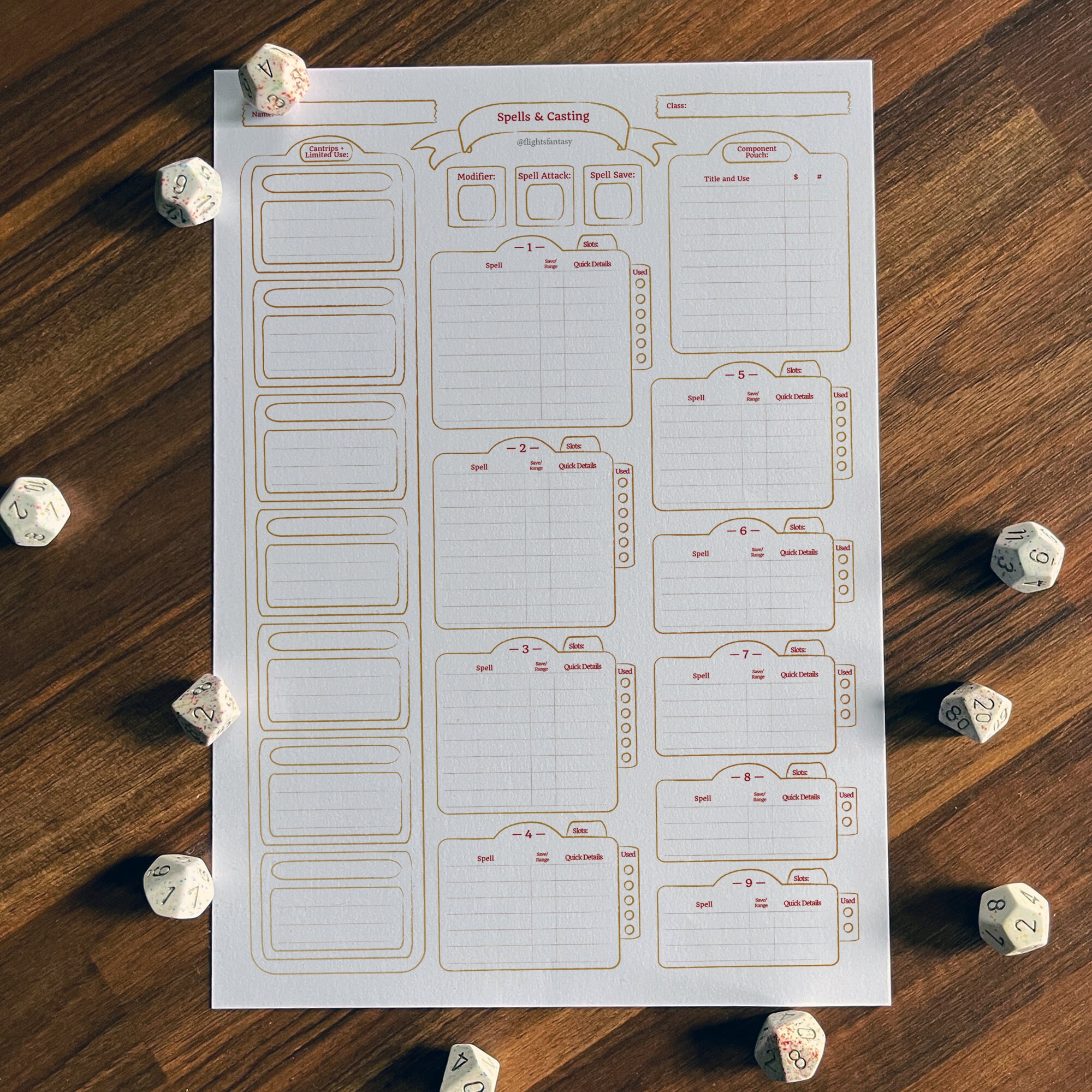 Printable 5E Character Sheet | Minimalist Gold | 5 Page PDF | D&amp;D - Etsy