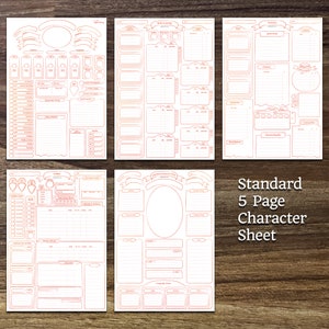 Printable 5E Character Sheet | Minimalist Red/orange | 7 Page PDF ...