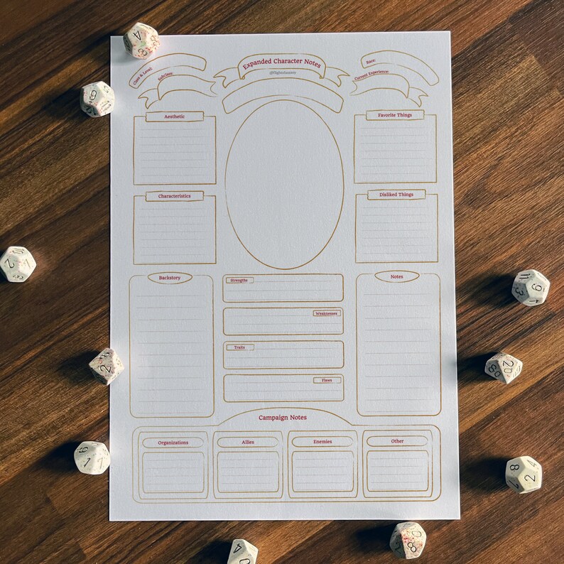 Printable 5E Character Sheet | Minimalist Gold | 7 Page PDF + Map Cover ...