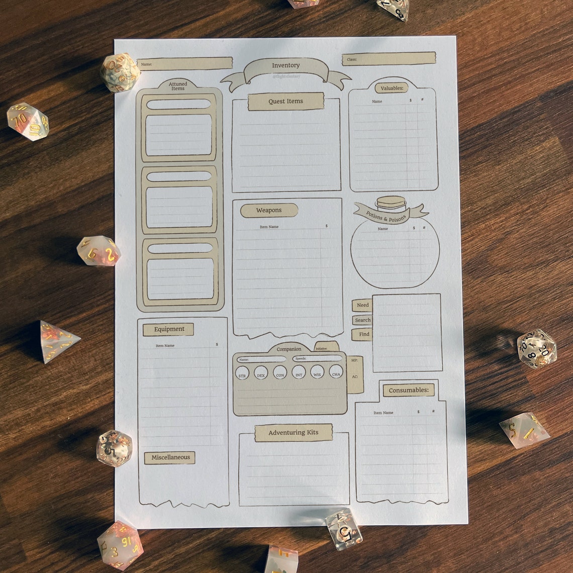 Printable 5E Character Sheet | Minimalist Neutral | 5 Page PDF | D&D - Etsy