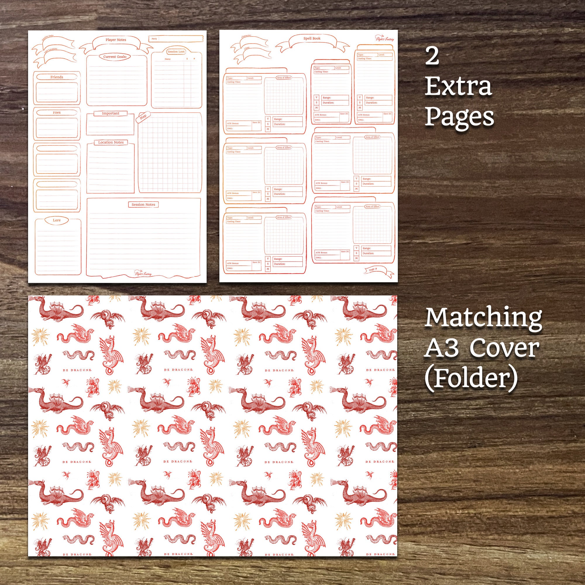 Printable 5E Character Sheet | Minimalist Red/orange | 7 Page PDF ...