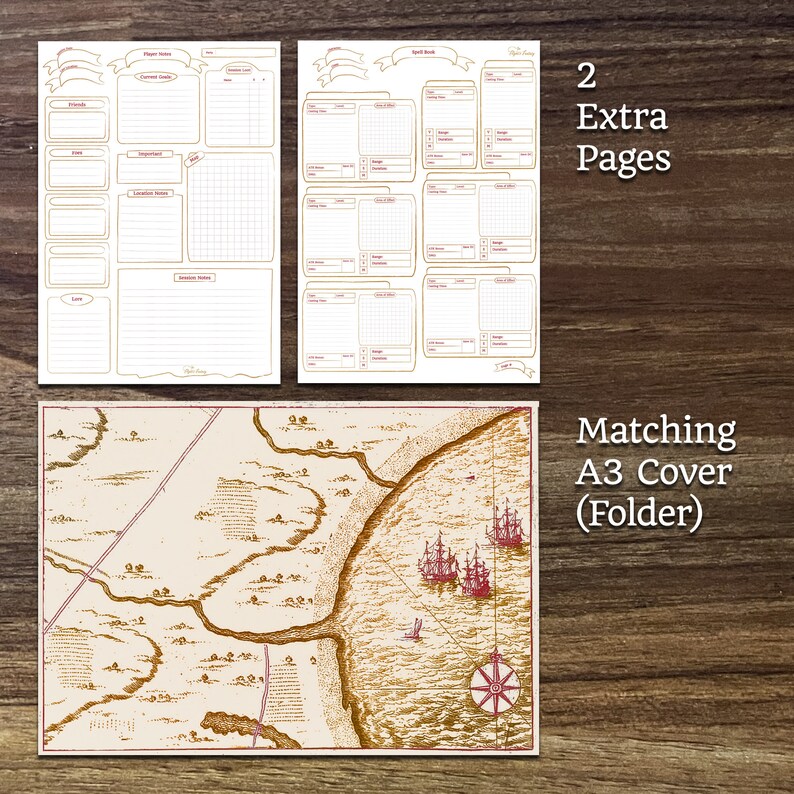 Printable 5E Character Sheet | Minimalist Gold | 7 Page PDF + Map Cover ...