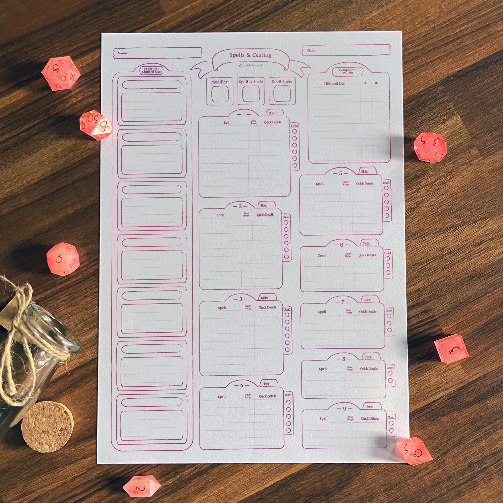 Printable 5E Character Sheet | Minimalist Pink | 5 Page PDF | D&D - Etsy