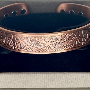 Tree of life copper cuff bracelet mens Womens viking style peace design bangle Gift boxed