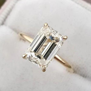 2.00 CT Emerald Cut Moissanite Engagement Ring, Emerald Cut Engagement Ring, Emerald Solitaire, 2 ct Emerald Cut, Solitaire Engagement Ring.