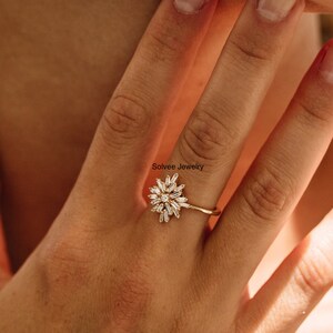 IVANKA Starburst Ring Wrap - 925 Sterling Silver Baguette Ring Guard, Enhancer For Engagement Or Wedding Rings