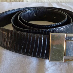 Bracelet En Cuir Lézard Véritable - Ouverture Open End 10mm - Fabriqué En Espagne - Noir