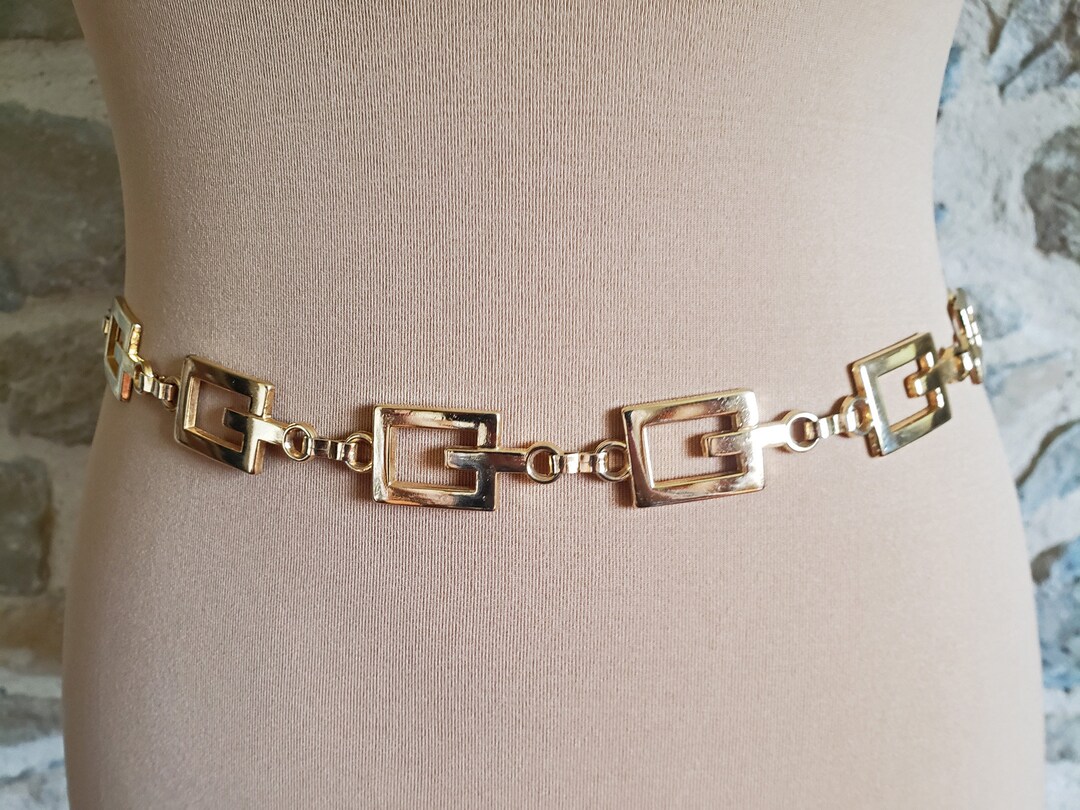 Gold Chain Belt Golden Metal Link Belt 1990s Elegant Etsy