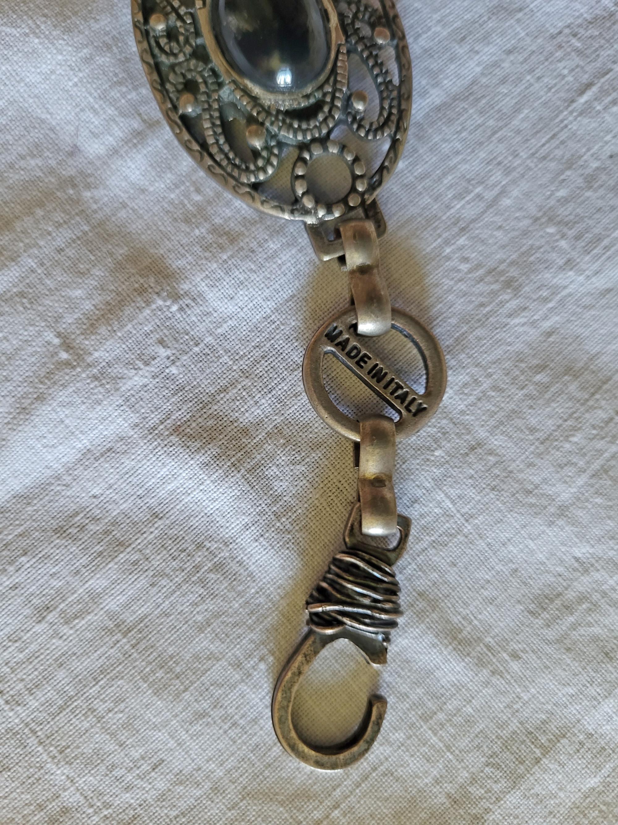 Silver Metal Link Belt, Oval Medallions With Filigree  display picture 2