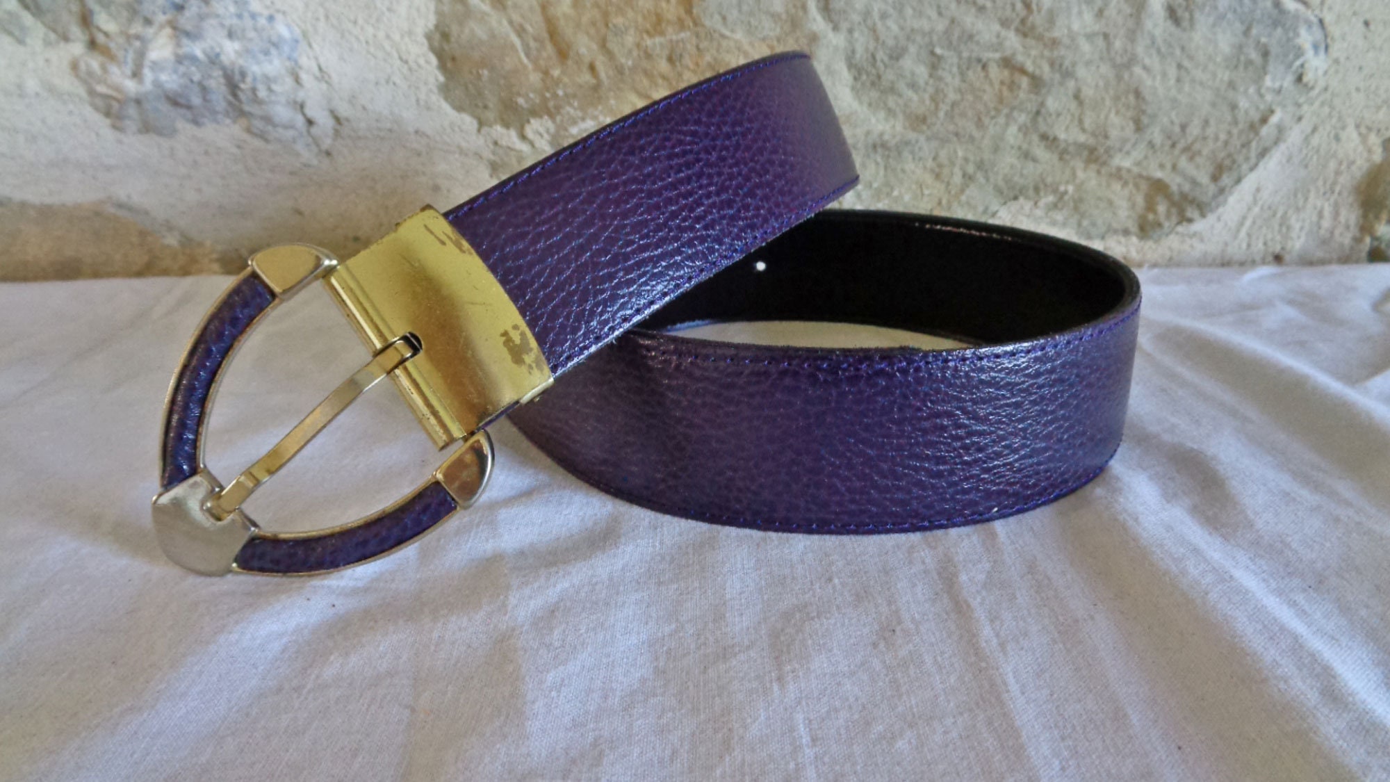 Elegant Purple Leather Belt with Gold Buckle Generic Women Lavender Purple Fashion Belt - Hip High Waist  main image 2
