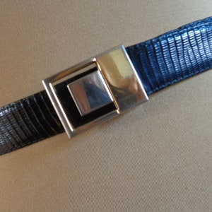 Bracelet Ouvert En Lézard Véritable 12mm - Fabriqué En Espagne Noir - Neuf Avec étiquettes