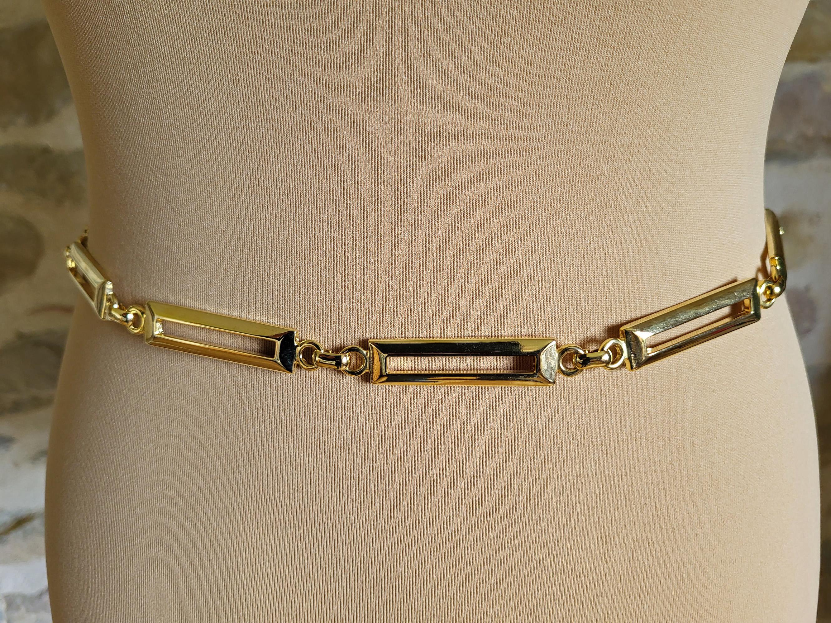Vintage 90s Gold Tone Link Chain Hip Waist Belt Stretchy 1990 80s 90s Gold Tone Metal Horse Bit Chain Belt | Gold Chain  main image 2