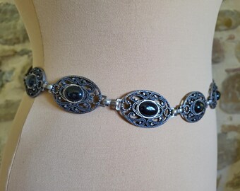 Oval Medallion Link Belt Silver Vintage Silver Tone Link Belt With Oval Medallions - Etsy main image 2