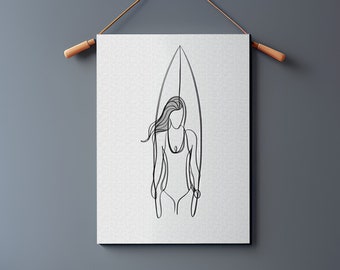 Printable Surfboard Wall Art Minimalist Surfer Boho Art print Abstract home decor digital prints download