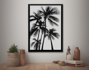 Printable Palm Tree Wall Art Minimalist Black and white Boho Art print Nature digital prints download