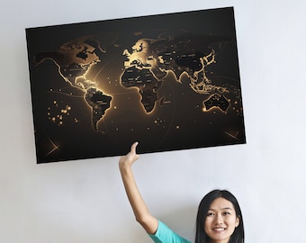 World map print poster worldmap wall art decoration Cinematic digital download for printing