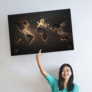 Welt Karte Druck Poster Weltkarte Wanddeko Gold Download zum Ausdrucken