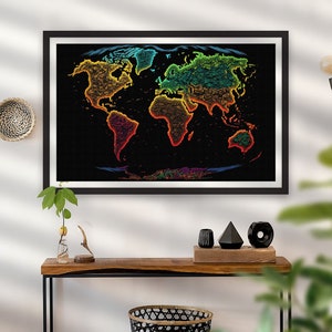 Monde carte impression affiche monde carte Wall Decor coloré imprimable téléchargement numérique