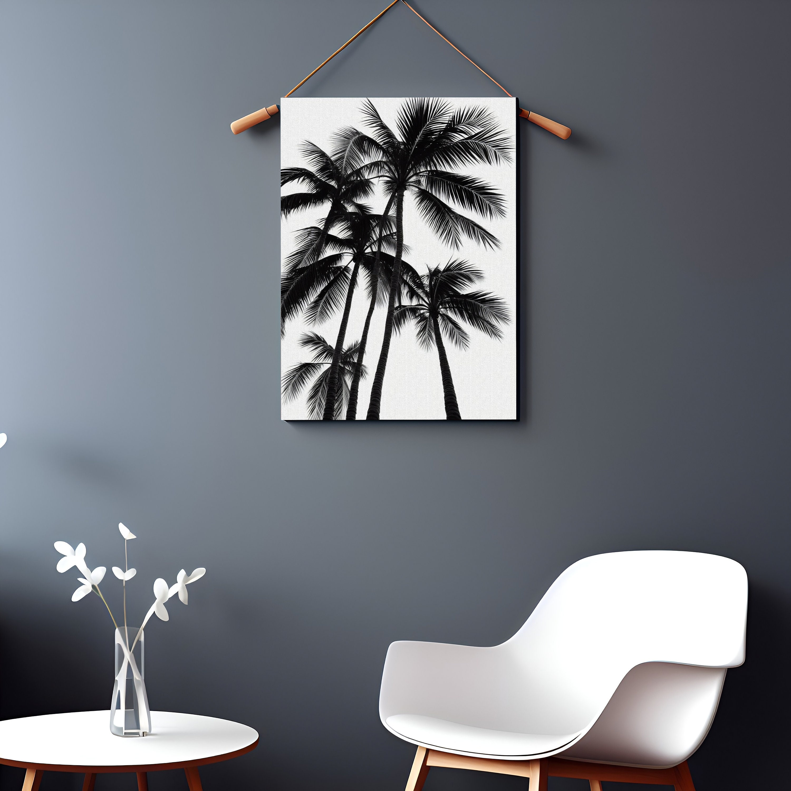 Printable Palm Tree Wall Art Minimalist Black and White Boho Art Print ...