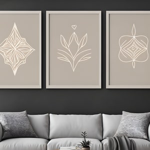 3 piece Wall Art Boho Set of 3 Digital Art Printable tryptic modern minimalist triptych Gallery Abstract home decor prints download