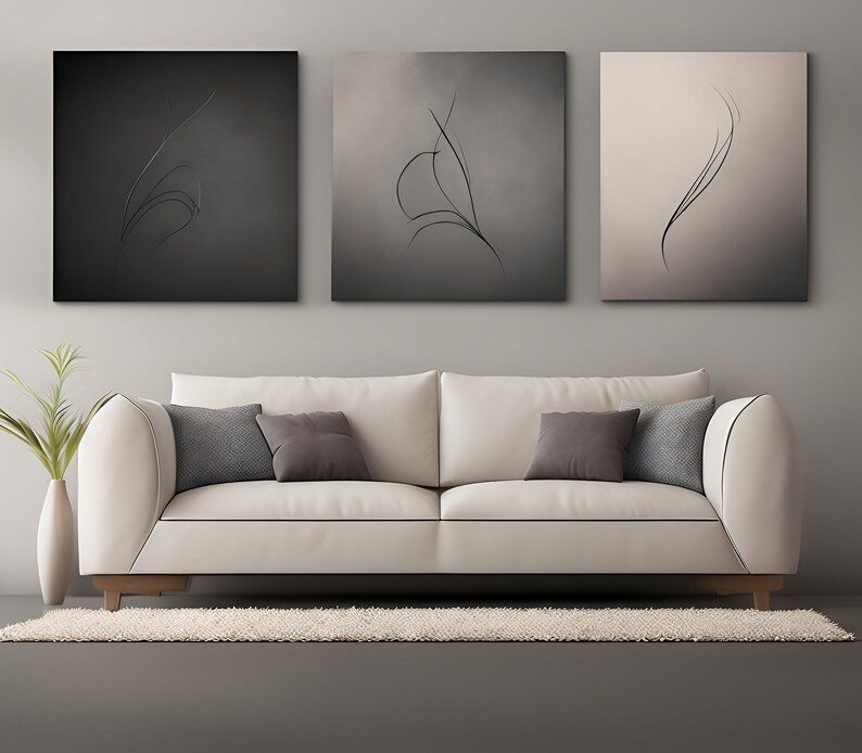 3 Piece Wall Art Modern Set of 3 Digital Art Printable Tryptic Trendy ...