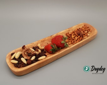 Bandeja rectangular de madera de olivo | Bandeja de madera para servir | Hecha a mano | Decoración de madera natural | Tabla de desayuno | Idea de regalo para la cocina