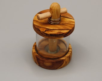 Olive wood herb mill Ø 7 cm | Handmade | Wooden spice mill | Herb mortar | Olive wood kitchen decoration | Gift idea