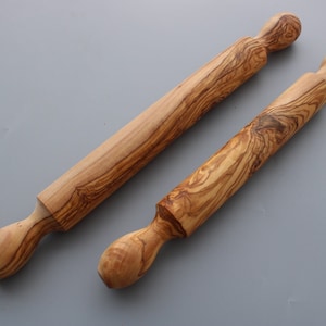 Olive wood rolling pin | Pizza roller & rolling pin | Handmade | Length selectable | Wooden rolling pin for baking | Sustainable kitchen utensil