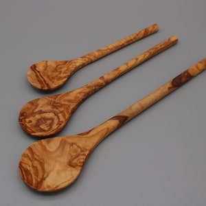 Round olive wood cooking spoon – Handmade – Length selectable – Kitchen helper – Gift idea – Natural wooden spoon – Rustic Cooking Spoon
