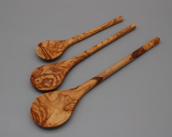 Round cooking spoon made of olive wood | Length selectable | Gift| Handmade